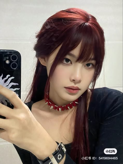 Red Hair With Bangs, Korean Hair Color, Wine Hair, Red Hair Inspo, Cherry Hair, Dark Red Hair, Pretty Hair Color, Hair Dye Colors, Hair Inspiration Color