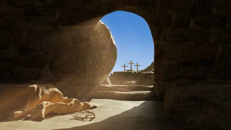 Jesus Risen Art, Jesus Risen Pictures, Jesus Tomb Pictures, Jesus Resurrection Pictures, Jesus In Cross, God Be With Me, Ressurection Of Jesus Christ, Christian Decorations, Christ Tomb