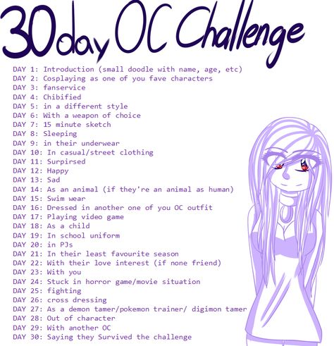 Draw You Oc Challenge, Oc Drawing Challenge, 30 Day Oc Challenge, Day Oc Challenge, 30 Day Art Challenge, 30 Day Drawing Challenge, Oc Drawing, Art Style Challenge, Oc Challenge