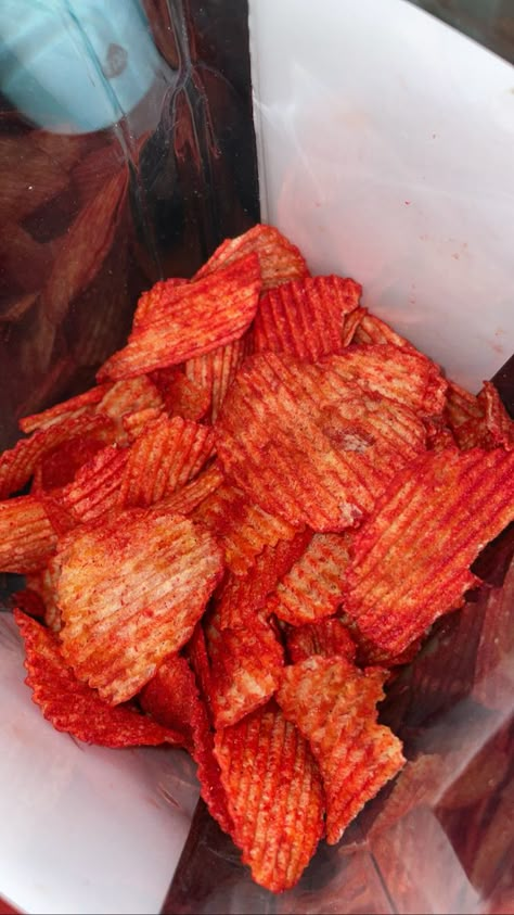 Spicy Food Aesthics, Hot Chips Recipe, Spicy Chips, Red Snacks, Hot Chips, Food Spicy, Mexican Snacks, Eating Food Funny, Hot Chip