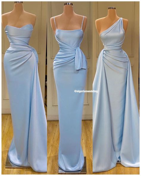 NIGERIAN WEDDING on Instagram: “Pick a style for your #bridesmaids Left, middle or right? 🔥 #NWchoosefav😍 #NigerianWedding #ValdrinSahiti” Baby Blue Dress Formal, Baby Blue Bridesmaid, Brides Maid Dresses Blue, Dresses Baby Blue, Baby Blue Bridesmaid Dresses, Baby Blue Prom Dresses, Trendy Prom Dresses, Baby Blue Dresses, Blue Dress Formal