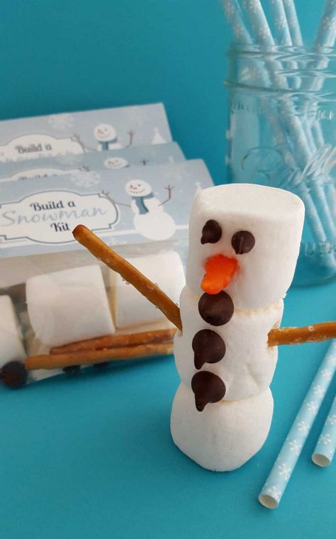 Olaf Marshmallow Snowman, Marshmellow Snowman, Build A Snowman Kit, Olaf Marshmallow, Sledding Party, Frozen Snowman, Secret Santa Christmas Gifts, Snowman Treats, Snowman Kit