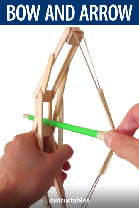 Building a bow and arrow out of popsicle sticks is a great activity to do with students to teach them the fundamentals of potential and kinetic energy.  #Instructables #education #kids #school #STEAM #engineering Popsicle Stick Catapult, Potential And Kinetic Energy, Popsicle Stick Christmas Crafts, Popsicle Stick Crafts For Kids, Diy Popsicle Stick Crafts, Energy Transformations, Diy Popsicle, Popsicle Crafts, Woodworking For Kids