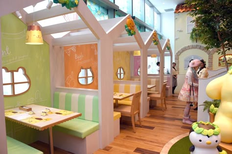 Pompompurin Café has finally arrived in Singapore. Shortly after the news of Hello Kitty Orchid Garden café opening at Changi Airport Terminal 3, this is anot Pompompurin Cafe, Kawaii Garden, Theme Cafe, Rocking Bed, Kawaii Cafe, Pet Cafe, Kids Restaurants, Deco Disney, Daycare Design