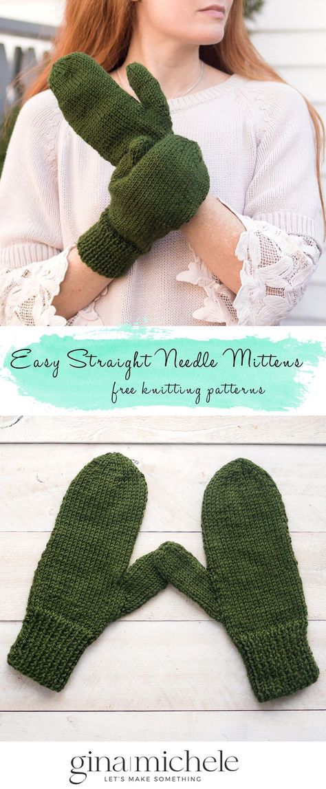 Gloves Free Knitting Pattern, Quick And Easy Knitting Patterns Free, Straight Needles Knitting Patterns, Knitting Pattern Mittens Free, Free Knitting Patterns For Mittens, Easy Knits For Beginners, Free Knit Mitten Patterns, Free Mitten Patterns Knitting, Straight Needle Knit Hat Pattern Free