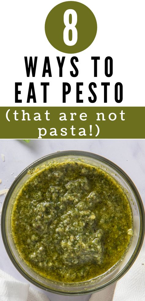 Everyone loves a good basil pesto sauce. Wondering what you can make other than delicious pasta dishes? Check out this post for eight ways to use pesto ... that's not pasta! That makes this traditional pesto alla Genovese the perfect summer recipe! #basilpesto #pesto #summerrecipe #urbanfarmie Things To Put Pesto On, Easy Pesto Meals, Ways To Eat Pesto, Things To Do With Pesto Sauce, What To Make With Basil Pesto, How To Use Basil Pesto, Best Pesto Recipe Basil, Pesto Side Dish Recipe, Creamy Pesto Sauce From Jar