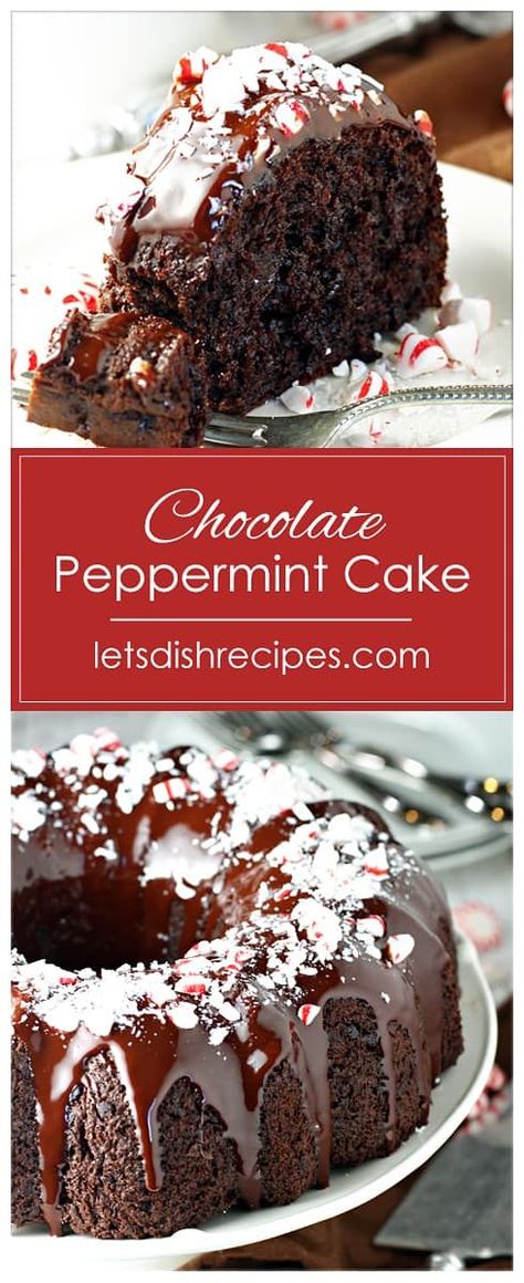 Chocolate Peppermint Bundt Cake Recipe--This decadent chocolate peppermint dessert starts with a boxed caked mix, which means it is so easy, but so impressive! #cake #chocolate #peppermint #christmas #desserts Chocolate Peppermint Bundt Cake, Peppermint Bundt Cake, Christmas Bundt Cake, Chocolate Peppermint Cake, Peppermint Crunch, Peppermint Dessert, Peppermint Cake, Bundt Cake Recipes, Chocolate Bundt