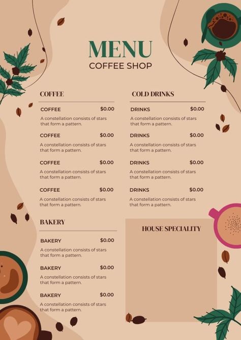 Hand-drawn Waves House Speciality Coffee Shop Menu Bakery Shop Interior, Coffee Menu Design, Coffee Shop Logo Design, Modern Coffee Shop, Cafe Menu Design, Menu Card Design, Coffee Shop Menu, Bakery Design Interior, Speciality Coffee Shop