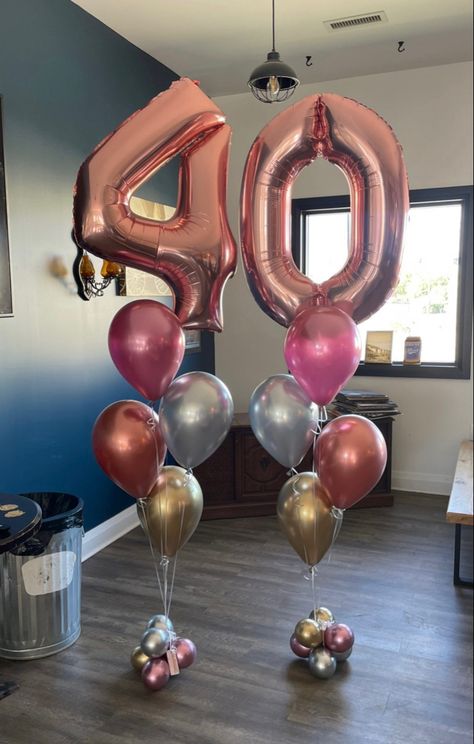 40th Birthday Brunch Decor, Balloon 40th Birthday, Pink And Gold Birthday Party Women, 40th Birthday Pink And Gold, 40th Birthday Ideas For Women Decoration Decor, Pink And Gold 40th Birthday Party, Girly 40th Birthday Party, Forty And Fabulous Party Decorations, 40th Birthday Rose Gold Theme