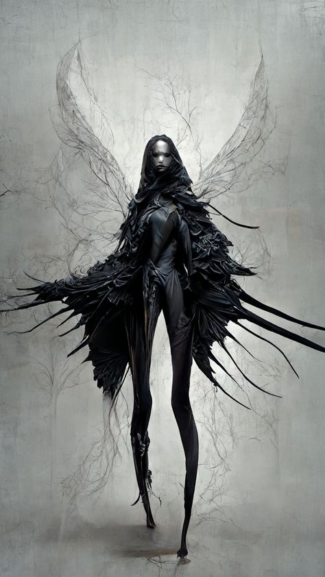 A dark fairy (promt in comments) : midjourney Creepy Fairy, Dark Long Hair, Scary Fairy, Elegant Face, Evil Fairy, Dark Evil, Dark Creatures, Arte Peculiar, Humanoid Creatures