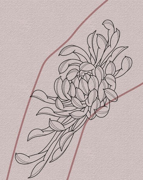 Chrysanthemum Tattoo Drawing, Crysantenum Flower Tattoo Design, Crysantenum Flower, Crisantemo Tattoo, Chrysanthemum Drawing, Abstract Tattoo Ideas, Abstract Tattoos, Chrysanthemum Tattoo, Flower Tattoo Drawings