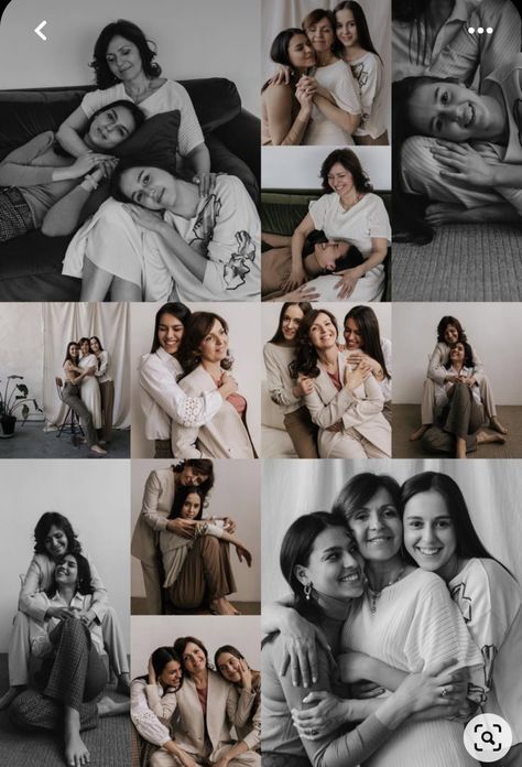 Adult Family Photos, Mother Daughter Photography Poses, Mom Daughter Photography, Generation Pictures, Mommy Daughter Photoshoot, Generations Photography, Daughter Photo Ideas, Studio Family Portraits, Family Photo Studio