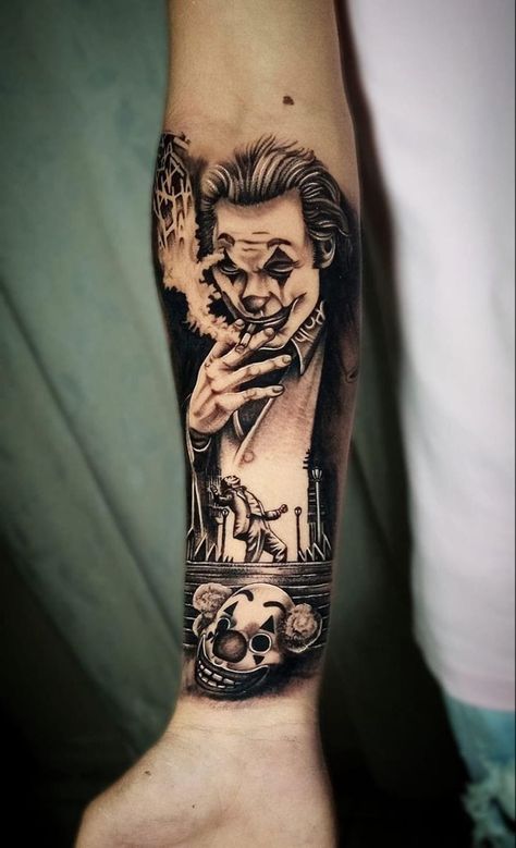 Forarm Tattoos Joker, Joker Tatoos Ideas, Joker Tattoo Design Drawing, Joker Forearm Tattoo, Joker Arm Tattoo, Joker Sleeve Tattoo, Tattoo Ideas Joker, Joker Tattoo Ideas For Men, Tato Joker