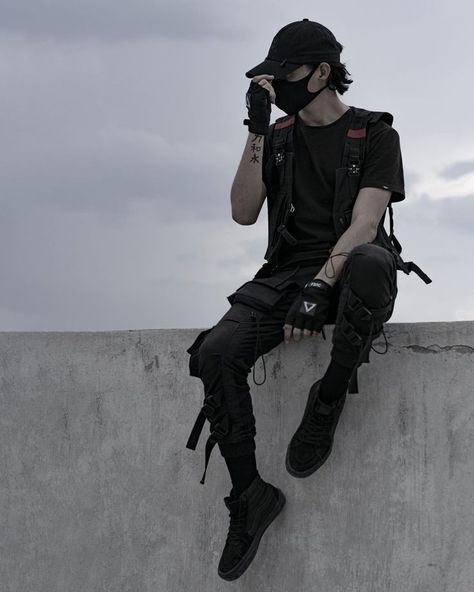 Cyberpunk Aesthetic Outfit, Casual Techwear, Techwear Men, Techwear Aesthetic, Cyberpunk Outfit, Futuristic Clothing, Tech Clothing, Techwear Pants, Techwear Outfits