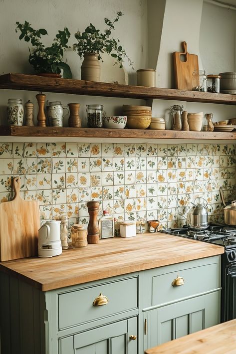 Eclectic French Country Kitchen, Hobbitcore Interior, Earthy Farmhouse Kitchen, Victorian Farmhouse Kitchen Vintage, Cottagecore Bohemian Aesthetic, Vintage Boho Decor Interior Design, Vintage Kitchen Apartment, Cottagecore Home Inspiration, Cottagecore Interior Design Kitchen