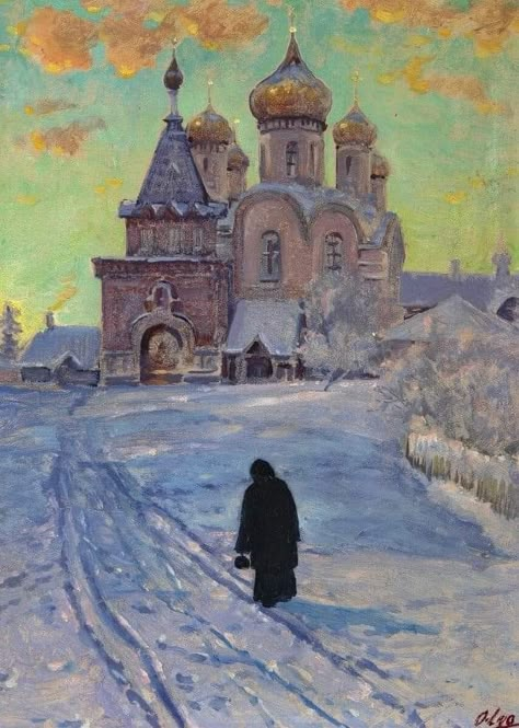 Orthodox Paintings, The Bear And The Nightingale, Russia Landscape, Olga Alexandrovna, Orthodox Art, Russian Landscape, Masterpieces Painting, Church Painting, Grand Duchess Olga