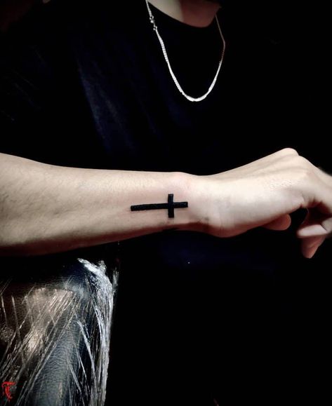 Black Cross Tattoos, Cross Tattoo Meaning, Unique Tattoos Black Women, Cross Tattoo On Wrist, Small Cross Tattoos, Simple Cross Tattoo, Small Cross Tattoo, Tattoos Cross, Small Wave Tattoo