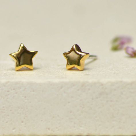 Cute Small Jewelry, Gold Star Earrings Studs, Star Earrings Gold, Small Earrings Studs Unique, Pure Gold Earrings, Gold Star Jewelry, Kids Studs, Unique Studs, Gold Star Earrings