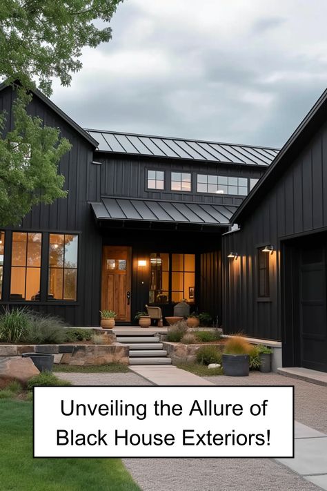 barn dominium houses, black barndominium, 40x60 pole barn house plans, black barndominium exterior, mini barndominium, inside barndominium, affordable barndominium, 40 x 60 barndominium floor plans, 60x40 barndominium floor plans, 40x80 barndominium floor plans, 4 bedroom barndominium floor plans, black exterior house, black houses, Stealthy Black Barndominium, black house exterior, barn style house plans, barndominium floor plans, Farmhouse barndominium floor plans All Black Exterior House Modern, All Black Exterior House, Barn Dominium Houses, Barn Dominium, Black Metal Roof, Cozy Interiors, House Facade, Red Hill, Home Updates