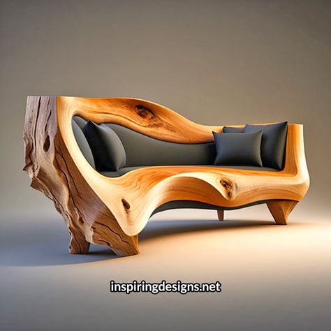 Cabin Style Homes, Small Sectional Sofa, Sofa Design Wood, Unusual Furniture, Unique Furniture Design, Wood Furniture Design, Furniture Design Wooden, Living Room Sofa Design, Wooden Sofa