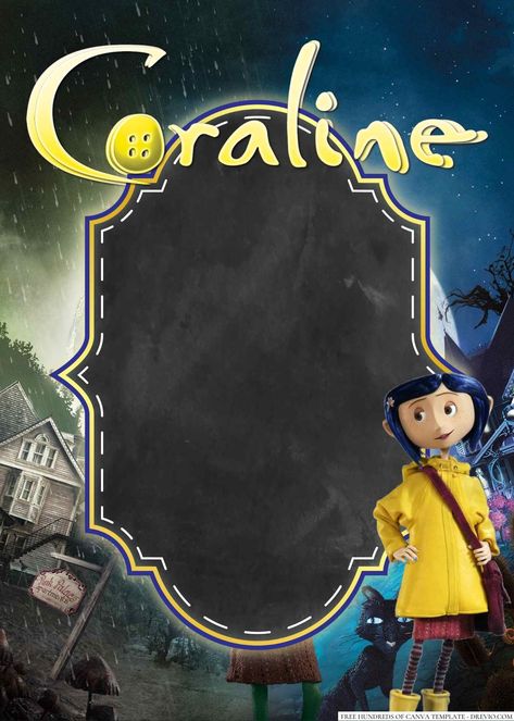 12 | Download Hundreds FREE PRINTABLE Birthday Invitation Templates Media Coraline Inspired Party, Coraline Template, Coraline Birthday Invitation, Coralline Birthday Party Ideas, Coraline Invitation, Coraline Party Ideas, Coraline Decorations Halloween, Coraline Birthday Party Ideas, Coraline Birthday Party