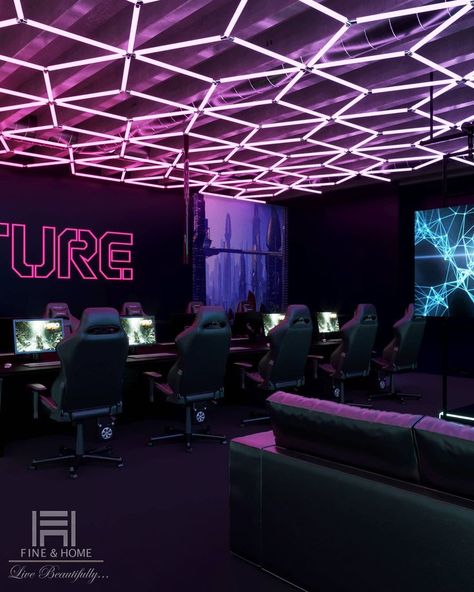 Computer Club, Gaming Lounge, Gaming Center, Game Cafe, Arcade Room, Public Space Design, Video Game Room Design, Bar Interior Design, House Games