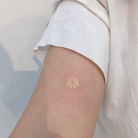 Daisy Tatoos Ideas, Tiny Daisy Tattoo, Daisies Tattoo, Tattoo Cafe, Daisy Tattoo, Lucet, Small Pretty Tattoos, Petite Tattoos, Small Hand Tattoos