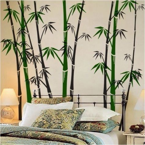 bamboo wall art Grey Bed Covers, Bamboo Mural, Bamboo Wall Art, Bamboo Trees, Bedroom Design Inspiration, Kids Bedroom Designs, Wall Painting Decor, Texture Wall, Bamboo Wall