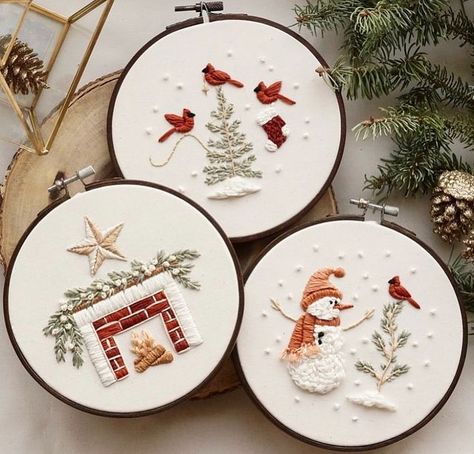 Magnus & Quill Embroidery on Instagram: "Are we allowed to post Christmas projects now?? 😅 I know we’re at the awkward in between seasons still, but in Canada we’ve already had thanksgiving and Halloween - so Christmas is next! Here’s a few favourites from my original winter series! I’ve been working on a new PDF coming soon - did you see the sneak peek on my reels the other day? 🥰 Available as a PDF Digital Download on Etsy, this Pattern includes: 🎄Step By Step instructions (with photos o Christmas Hand Embroidery, Snowman Embroidery, Winter Embroidery, Holiday Embroidery, Beginner Embroidery, Christmas Embroidery Patterns, Christmas Embroidery Designs, Winter Snowman, Embroidery Christmas