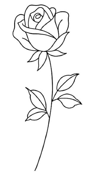 Outline Images Of Flowers, Easy Rose Doodle, Outline Of Flowers Simple, Flower Tracing Pattern, Outline Drawings Easy, Rose Simple Drawing, Pretty Flower Drawings, Rose Flower Embroidery Designs, Single Flower Drawing