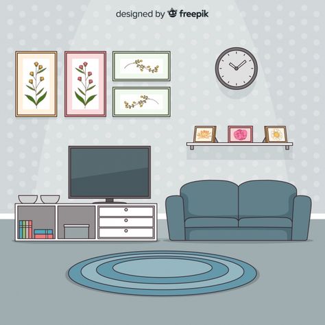 Hand drawn modern living room interior d... | Free Vector #Freepik #freevector #book #design #house #hand Living Room Cartoon Drawing, Living Room Designs Drawing, Paper Duck Living Room, Background House Living Rooms, Living Room Background For Editing, Room Background Drawing, Room Design Illustration, Living Room Reference, Animal Paper Craft