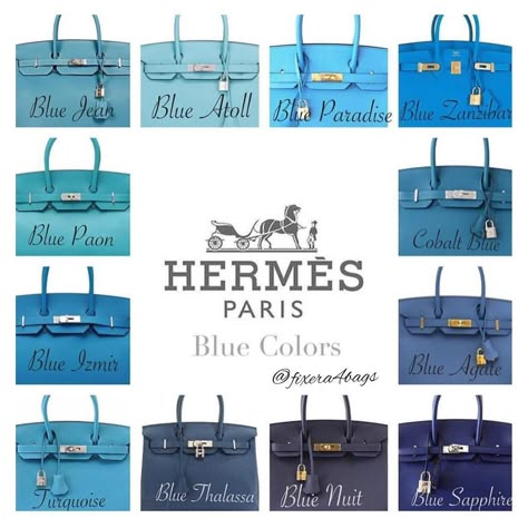 Hermes Color Chart, Hermes Birkin Colours, Hermes Colors, Japanese Handbag, Luxury Bags Collection, Paris Blues, Birkin Kelly, Luxury Purses, Hermes Paris