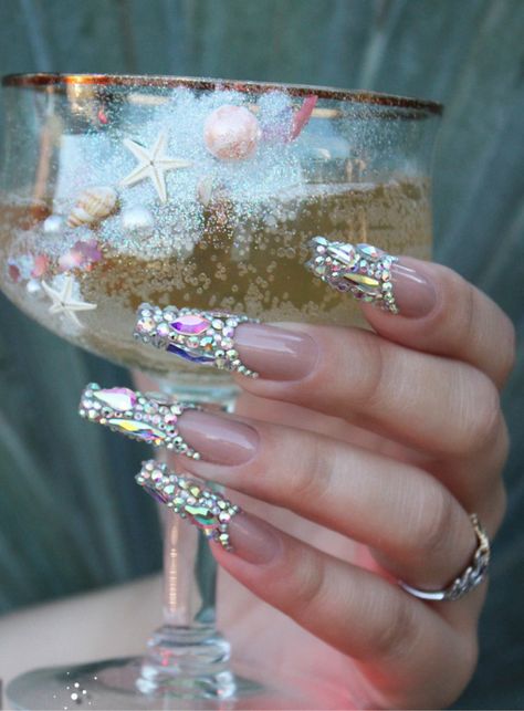 64 of the best nail designs with rhinestones in 2023 - Stylish Weekly Nail Designs With Rhinestones, The Best Nail Designs, Flamingo Nails, Beachy Nails, Best Nail Designs, Nails Collection, Gold Nail Designs, Nail Tape, Long Nail Designs