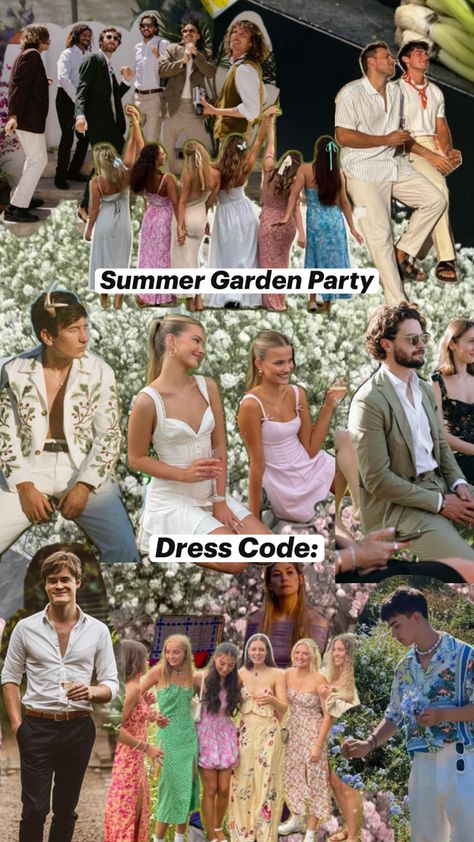 Garden Wedding Dress Guest, Cocktail Garden Party, Party Dress Codes, Garden Party Outfit, Dinner Party Outfits, Cocktail Theme, Summer Party Themes, Birthday Dinner Party, Garden Wedding Dresses