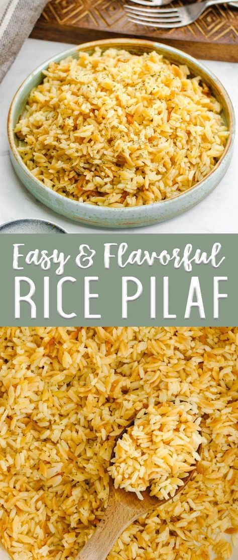 Easy Rice Pilaf: Fluffy, flavorful, and fabulous, this easy rice pilaf recipe makes a great side dish all year long. The perfect side for any protein, and a regular in your dinner rotation. The rice is perfectly cooked and fluffy, the flavors simple and wonderful. This is the kind of side that tastes amazing butContinue Reading Easy Rice Pilaf, Rice Pilaf Recipe, Pilaf Recipe, Rice Side Dish Recipes, Pilaf Recipes, Easy Rice, Rice Side Dishes, Rice Side, Rice Pilaf