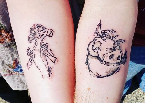 Matching Disney Tattoos, Disney Couple Tattoos, Deep Meaningful Tattoos, Disney Inspired Tattoos, Couple Disney, Infinity Couple Tattoos, Partner Tattoos, Maching Tattoos, Matching Friend Tattoos