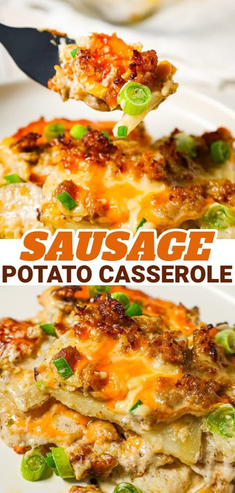 Ground Sausage And Potatoes Crockpot, Utah Scones, Sausage And Potato Casserole, Italian Sausage Casserole, Sausage Potato Casserole, Sausage And Potato Bake, Ground Sausage Recipes, Potatoes Loaded, Sausage Casserole Recipes