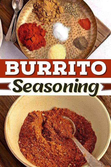 Try this homemade burrito seasoning to kick up your meals! This mixture of cumin, paprika, garlic powder, oregano, cayenne pepper, and more is to die for! Chicken Burrito Seasoning Recipe, Burrito Seasoning Mix Homemade, Burrito Seasoning Recipe, Burrito Seasoning, Turkey Burritos, Cayenne Pepper Recipes, Mediterranean Diet Recipes Dinners, Homemade Spice Mix, Crock Pots