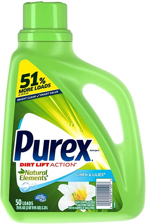 Amazon.com: Purex Liquid Laundry Detergent, Natural Elements Linen & Lilies, 75 Fluid Ounces, 57 Loads: Health & Personal Care Best Laundry Detergent, Detergent Brands, Diy Household Cleaners, Homemade Laundry Detergent, Homemade Laundry, Clean Linen, Liquid Laundry Detergent, Laundry Liquid, Liquid Detergent