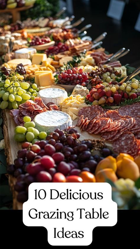 Discover delicious grazing table ideas for your wedding that will impress your guests and elevate your celebration. From savory charcuterie boards to sweet dessert displays, find inspiration for every taste and theme. Perfect for creating a memorable dining experience, these ideas ensure a visually stunning and flavorful spread. Start planning your perfect grazing table now and make your wedding day truly special. Explore more ideas and tips today! Wedding Grazing Tables Ideas, Charcuterie Board For A Wedding, Charcuterie Ideas For Wedding, Grazing Boards Wedding, Grazing Boards For Parties, Cocktail Charcuterie Board Ideas, Charcuterie Board For Wedding Reception, Charcuterie Spread Ideas, Charcuterie Grazing Table Ideas