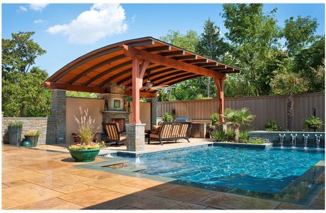 Southwest Fence & Deck Outdoor Seating and Fireplace Pool Side Cabana Ideas, Pool Side Cabana, Cabana Poolside, Pool Cabana Ideas, Cabana Ideas, Outdoor Pool Decor, Cabana Design, Pool Pergola, Kolam Air