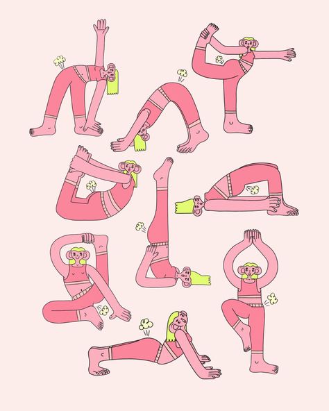 Poster Moodboard, Yoga Drawing, Kids Graphic Design, Start Yoga, Person Illustration, Yoga Festival, Yoga Illustration, Yoga Prints, Yoga Inspo