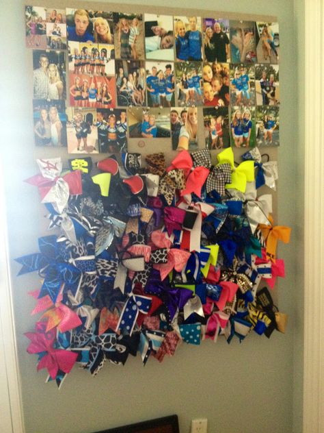 I Really Like To Cheer — betterwerk: abbiemaexo: New and Improved :)... Cheer Medal Display Ideas, Cheer Room Ideas, Cheerleader Room, Cheerleading Bedroom, Cheer Bedroom, Cheer Room Decor, Cheer Room, Cheer Wall, High School Cheerleader