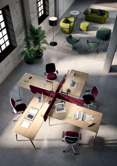 Office Interior Design Workspaces, Minimalist Office Design, Minimalist Office Desk, Workstation Design, Office Layout Plan, Office Furniture Layout, Workstations Design, Contemporary Office Design, Meeting Tables