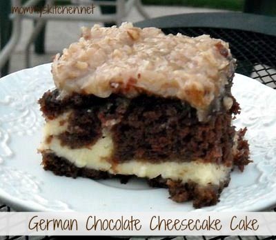 Mommy's Kitchen - Old Fashioned & Southern Style Cooking: German Chocolate Cheesecake Cake Chocolate Cheesecake Cake, German Chocolate Cheesecake, Texas Kitchen, Coconut Dessert, Cheesecake Cake, German Chocolate Cake, A Piece Of Cake, German Chocolate, Köstliche Desserts