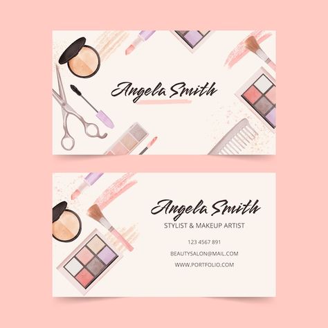 Free vector watercolor beauty salon hori... | Free Vector #Freepik #freevector #salon-visiting-card #watercolor-business-card #beauty-business-card #salon-business-card Beauty Salon Visiting Card Design, Beauty Salon Card Design, Beauty Business Cards Salons, Business Cards Beauty, Visiting Card Templates, Watercolor Business, Beauty Salon Business Cards, Salon Pictures, Beauty Business Cards