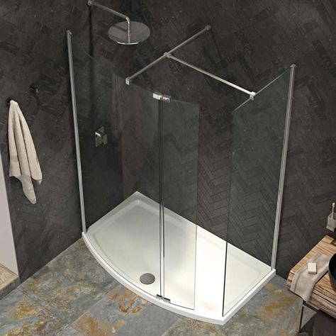 Kudos Ultimate 2 1500 x 700mm Curved Walk In Shower Enclosure & Tray | Sanctuary Bathrooms Glass Shower Panels, Shower Cubicle, Houseboat Living, Feature Wall Living Room, Wet Room Shower, Walk In Shower Enclosures, Shower Installation, Shower Panel, Large Bathroom