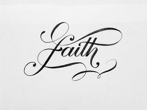 Faith by Abi | #typography #lettering #logo #logotype #branding #calligraphy #writing Faith Script Tattoo, Faith Fonts Tattoo, Faith Word Tattoo, Faith In Cursive, Tattoo Learning, Faith Tattoo Designs, Drawing Typography, Calligraphy Tattoo Fonts, Tattoo Text