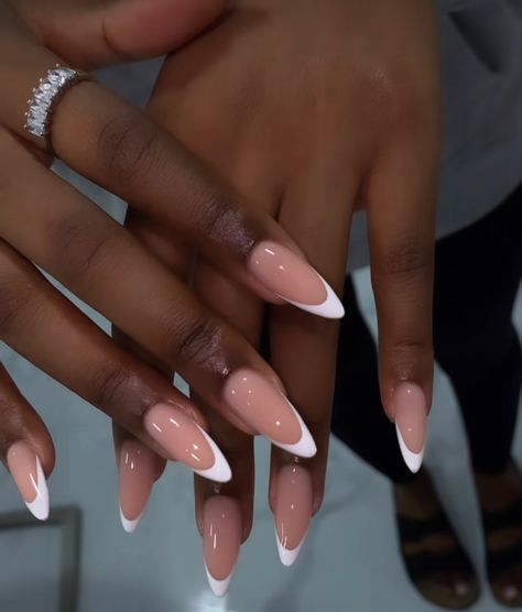 Classy Almond Nails, Ombre Acrylic Nails, French Tip Acrylic Nails, Work Nails, Short Square Acrylic Nails, Almond Acrylic Nails, Short Acrylic Nails Designs, Best Nails, Oval Nails