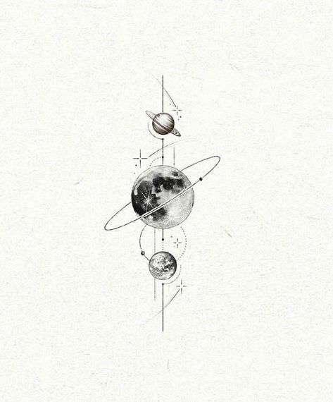 Astronomy Tattoo, Saturn Tattoo, Universe Tattoo, Planet Tattoos, Mommy Tattoos, Aries Tattoo, Clever Tattoos, Muster Tattoos, Space Tattoo